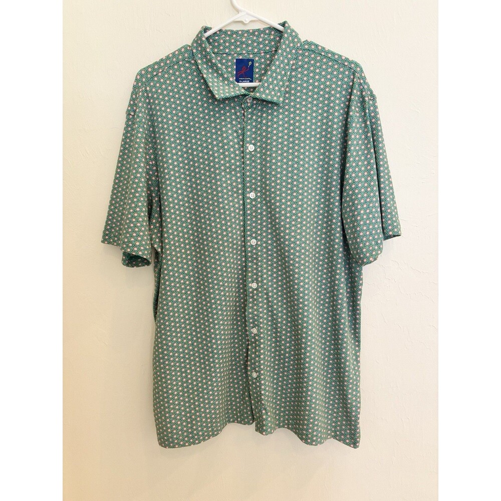 Michael’s Printed Pima Cotton Short Sleeve Performance Full Button Men’s XL Peru - Picture 2 of 9